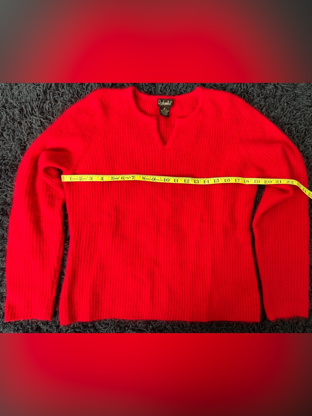 Vintage Angora Blend Fuzzy Red Long Sleeve Sweater V Neck Valentines M